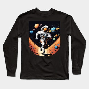 Astronaut Running in Space Long Sleeve T-Shirt